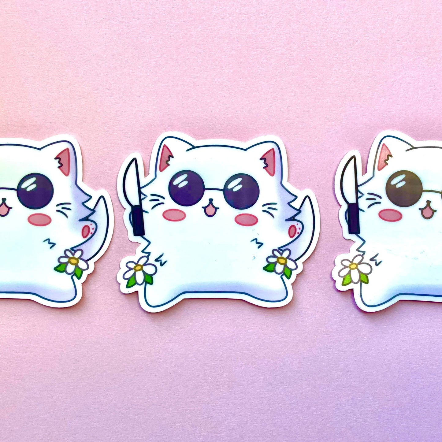 Blindfolded Sorcerer Cat with Knife Sticker