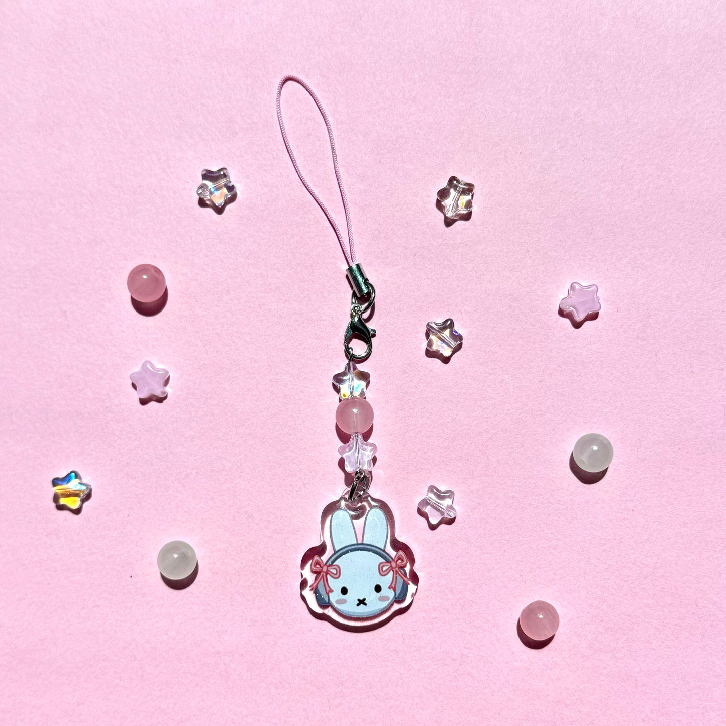White Bunny Phone Charm