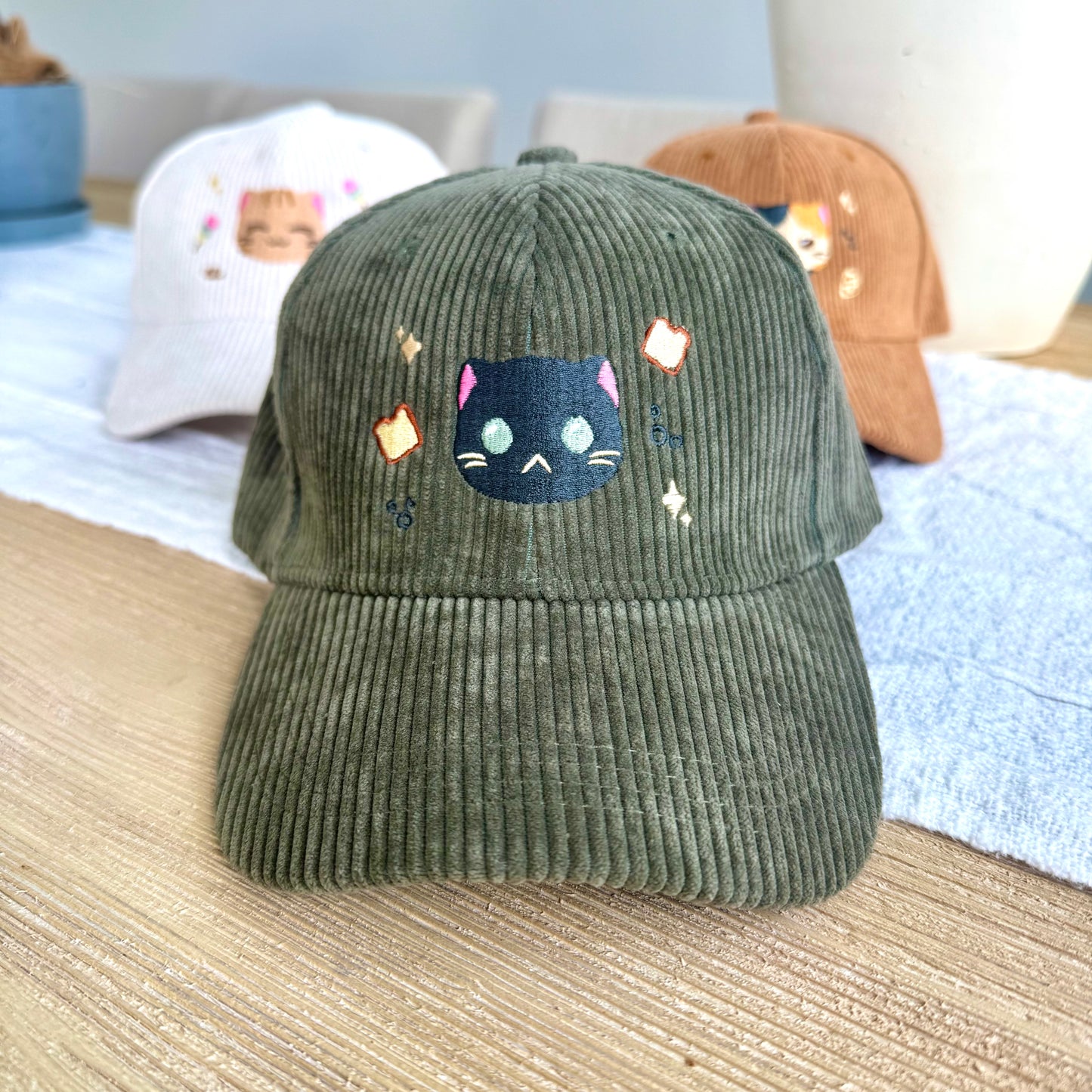 Cat Embroidered Corduroy Hats