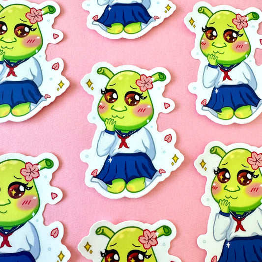 Kawaii School Girl Shrek Sticker