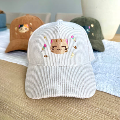 Cat Embroidered Corduroy Hats